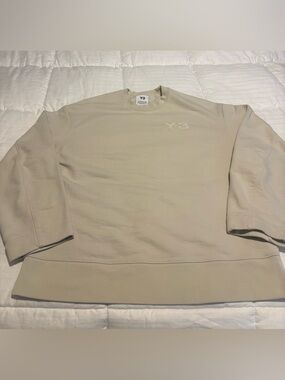 Y-3 Yohji Yamamoto Cream Color Sample Sweatshirt Size Medium Fits Large